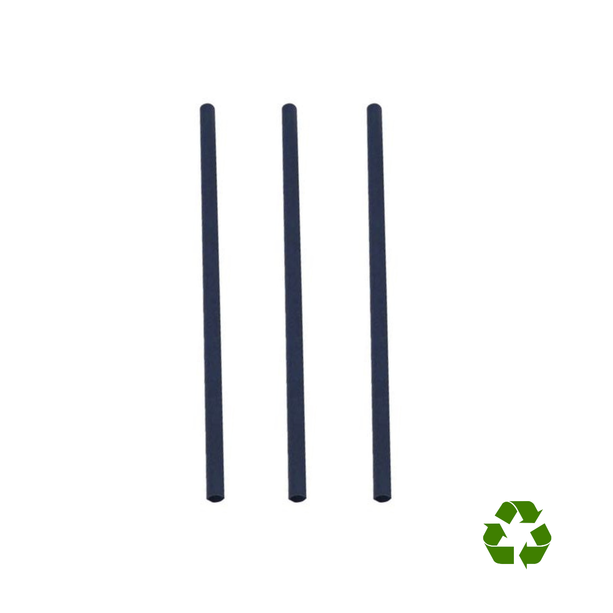 Tre cannucce bio ed il simbolo del riciclo