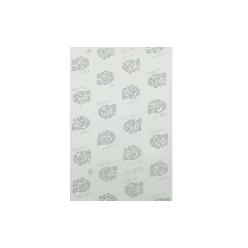 Carta alimentare bianca con rose grigie