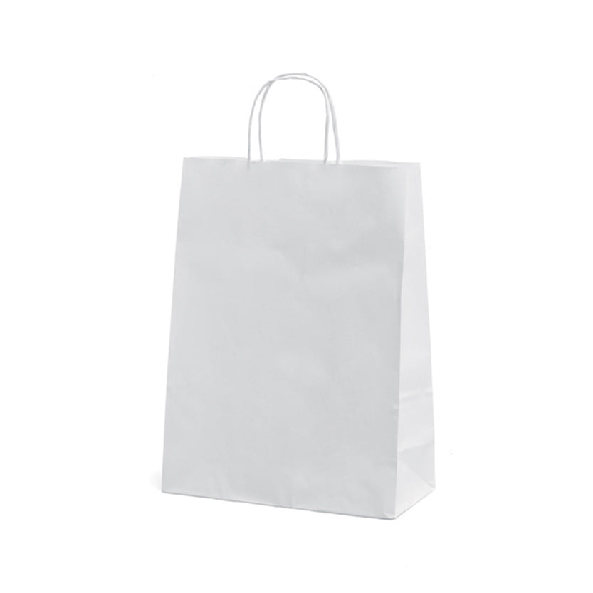 25 pz Shopper in carta colore bianco da € 0,34 Cad + Iva