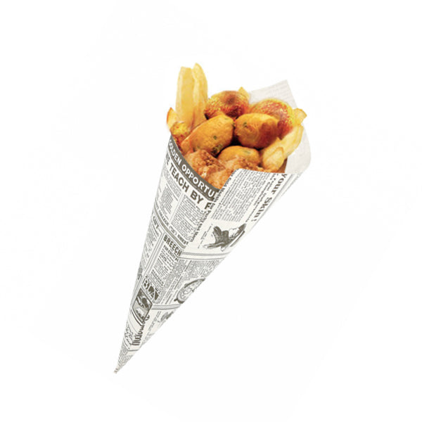 Cono per fritto stampa giornale pieno