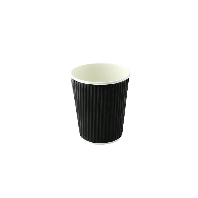 Bicchierino monouso per caffe, di carta ondulata, nero