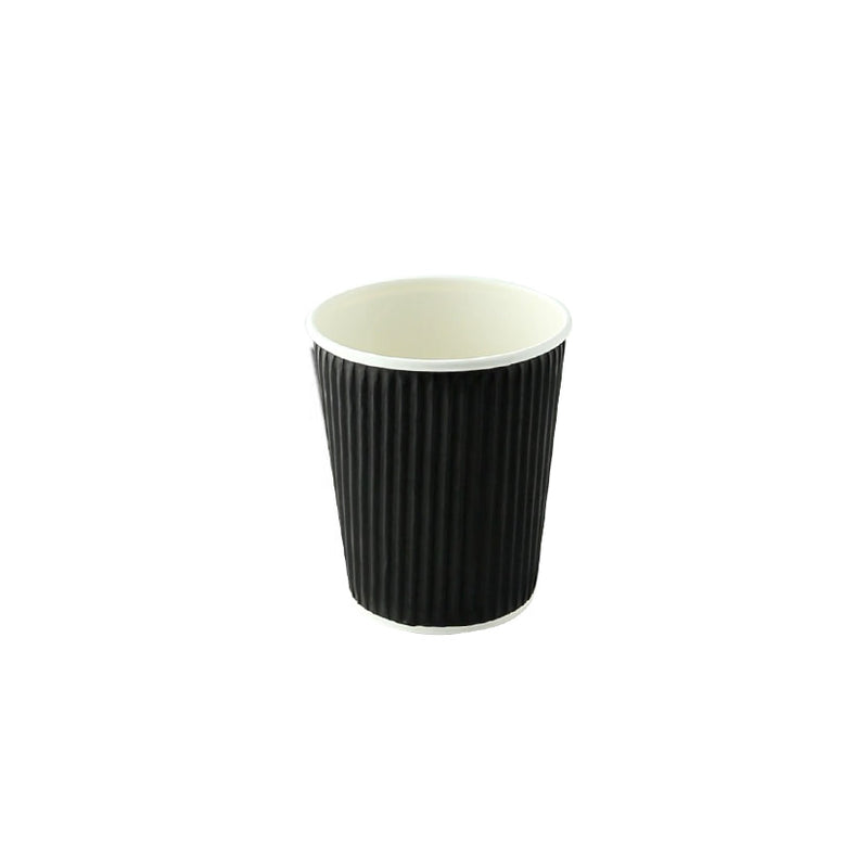 Bicchierino monouso per caffe, di carta ondulata, nero