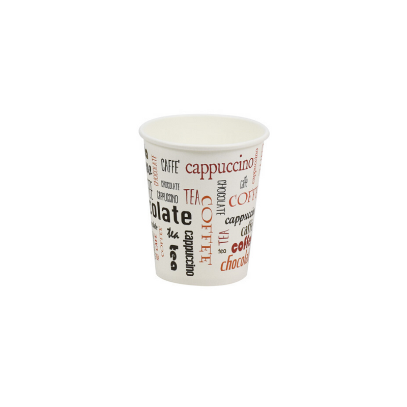Bicchiere di carta bianco con scritte , per asporto, caffè o cappuccino