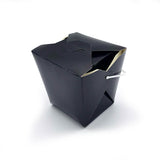 Scatola nera di cartoncino con manico bianco per asporto 