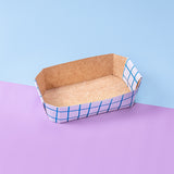 Cestello di carta interno avana esterno reticolato largo co linee blu, vuoto