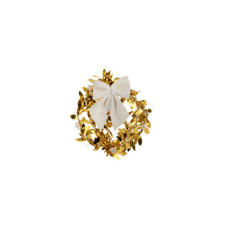Ghirlanda dorata con fiocco bianco