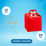 12pz Decorazione + 50pz Scatole panettone rosso (Promokit)