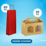10pz Scatola portavasetti + 20pz Sacchetto portabottiglie (Promokit)