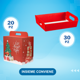 20pz Scatola panettone e bottiglia + 30 pz Cesto cartone natale (Promokit)