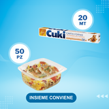 20mt Carta forno + 50pz Vaschette chiusura ermetica 1200ml (Promokit)