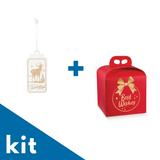 Kit cartellino vintage buon natale e scatola rossa per panettone