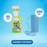 50pz Sacchetti pasquali + 200mt di raffia (Promokit)