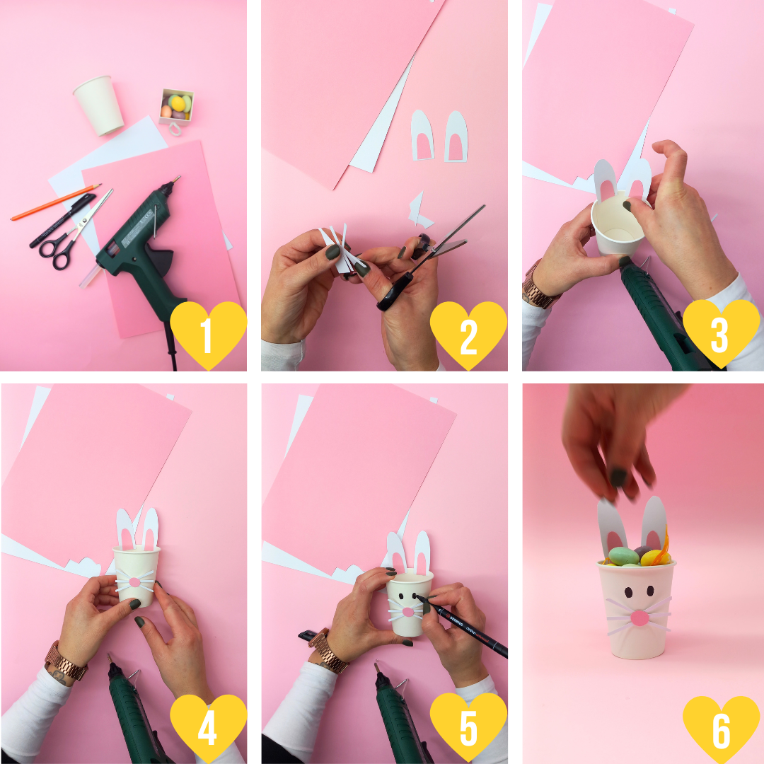 Banner tutorial su come fare un coniglio da un bicchiere