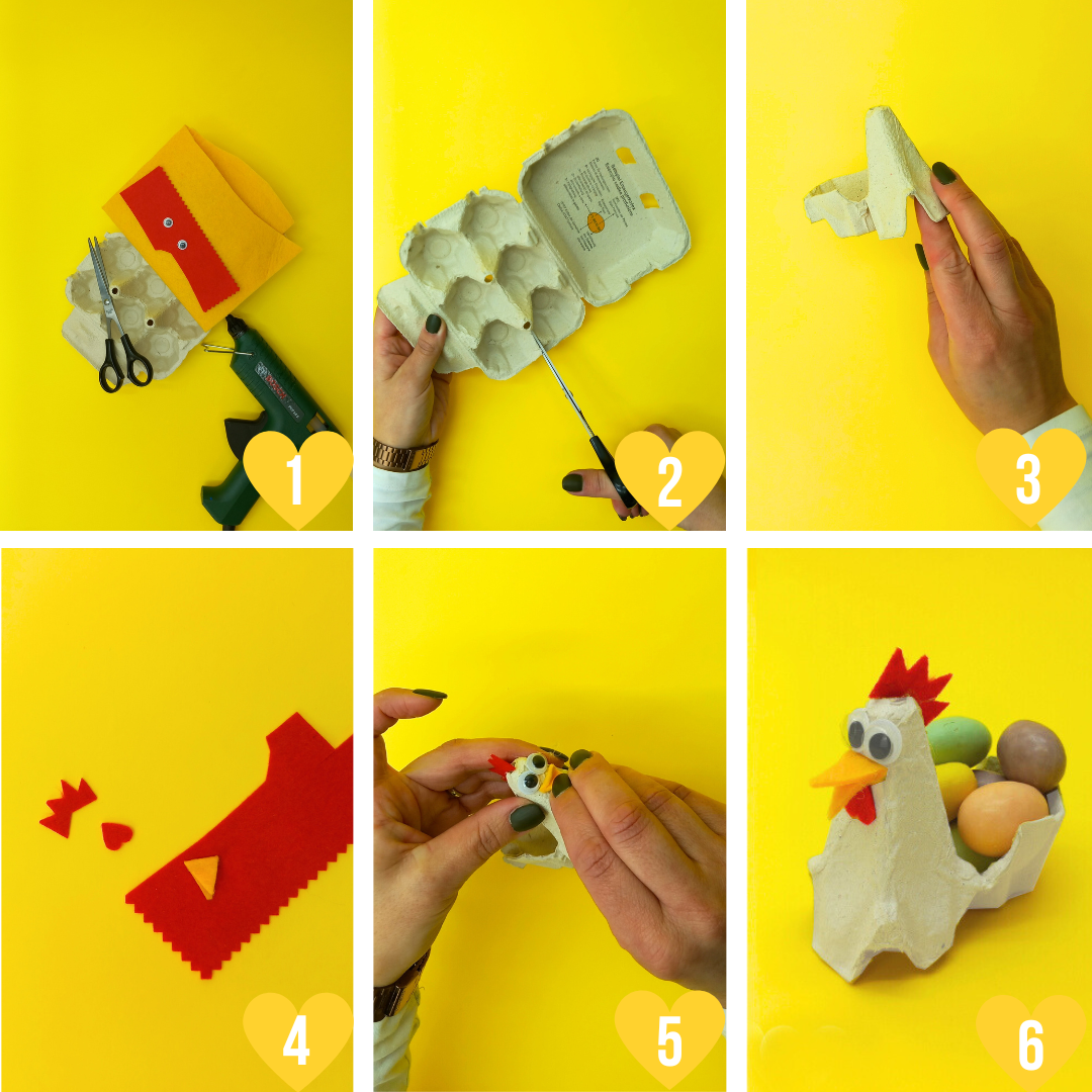 Banner tutorial su come fare una gallina con un porta uova