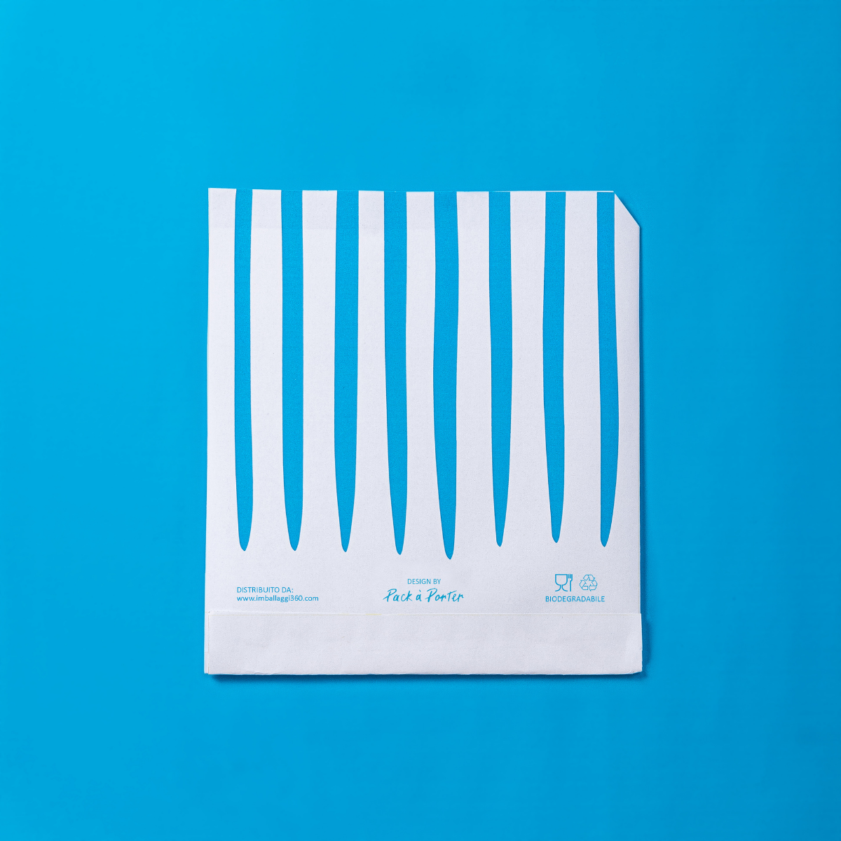 Busta quadrata carta alimentare bianca e righe blu