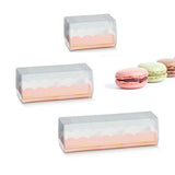 Confezioni rettangolari base rosa e sopra trasparente per macarons