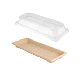 Vassoio color nocciola con coperchio trasparente, rettangolare 