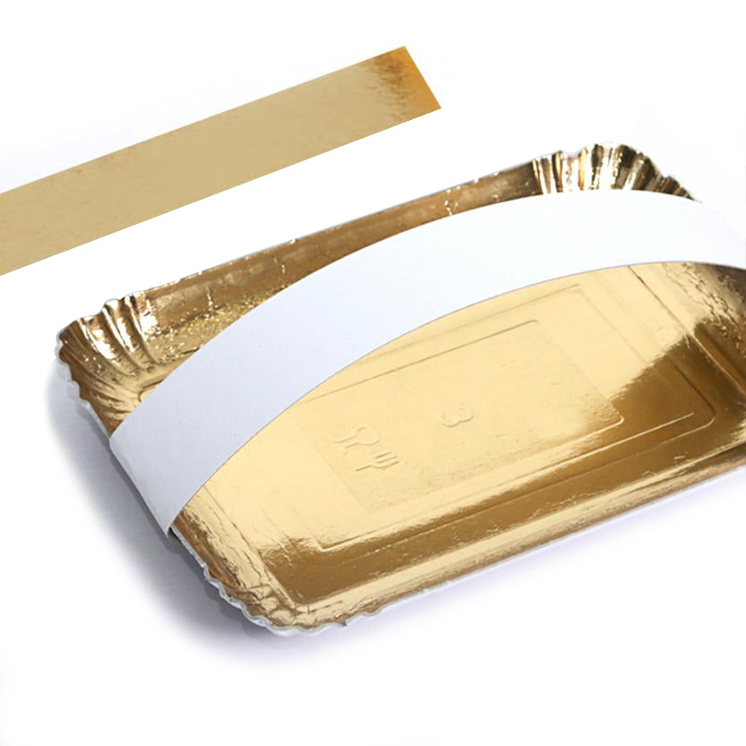 Cartoncino avana e bianco chiudi vassoio, su vassoio 