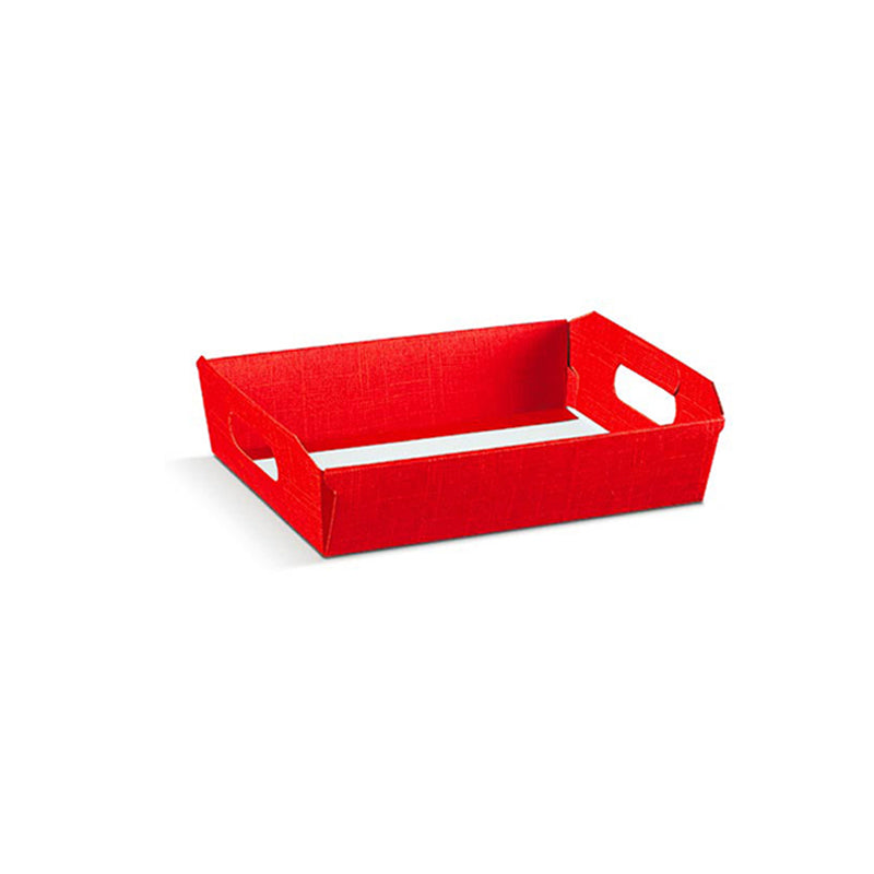 Cesto rettangolare di cartone rosso 