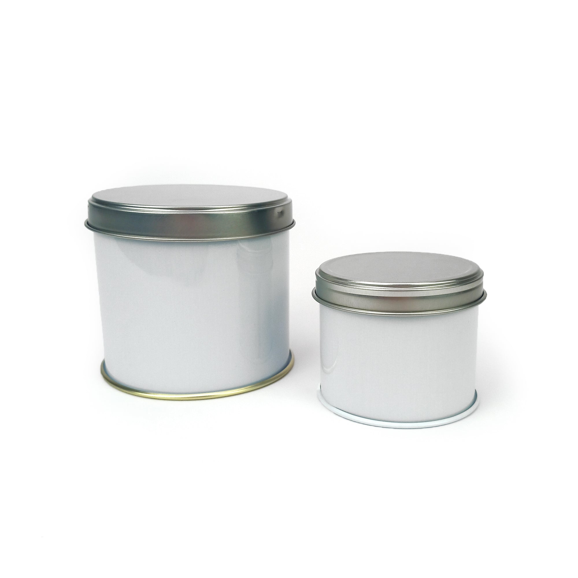 Barattoli alluminio bianchi con coperchio argento 