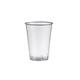 Bicchiere monouso di plastica trasparente vuoto