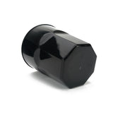 Bicchiere di plastica nero monouso sdraiato