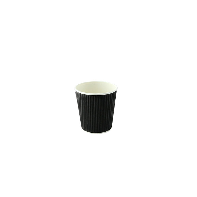 Bicchierino monouso per caffe, di carta ondulata, nero