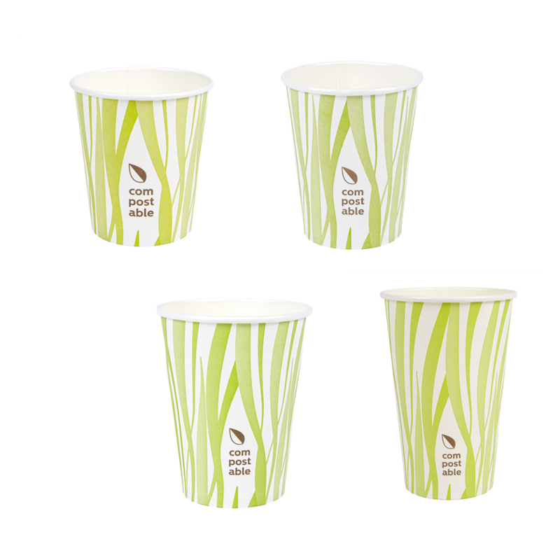 Set di 4 bicchieri compostabile verdi 