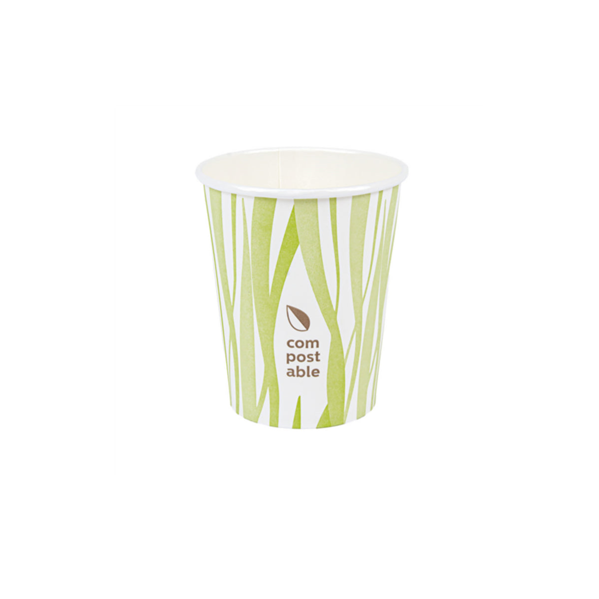 Bicchiere compostabile con righe verdi 