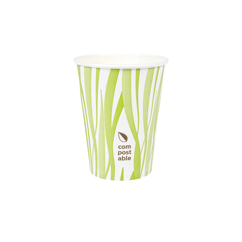 Bicchiere compostabile a righe verdi