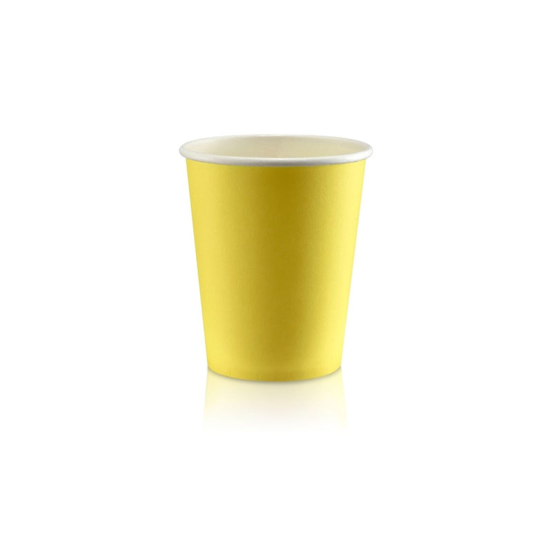 Bicchiere di carta monouso giallo