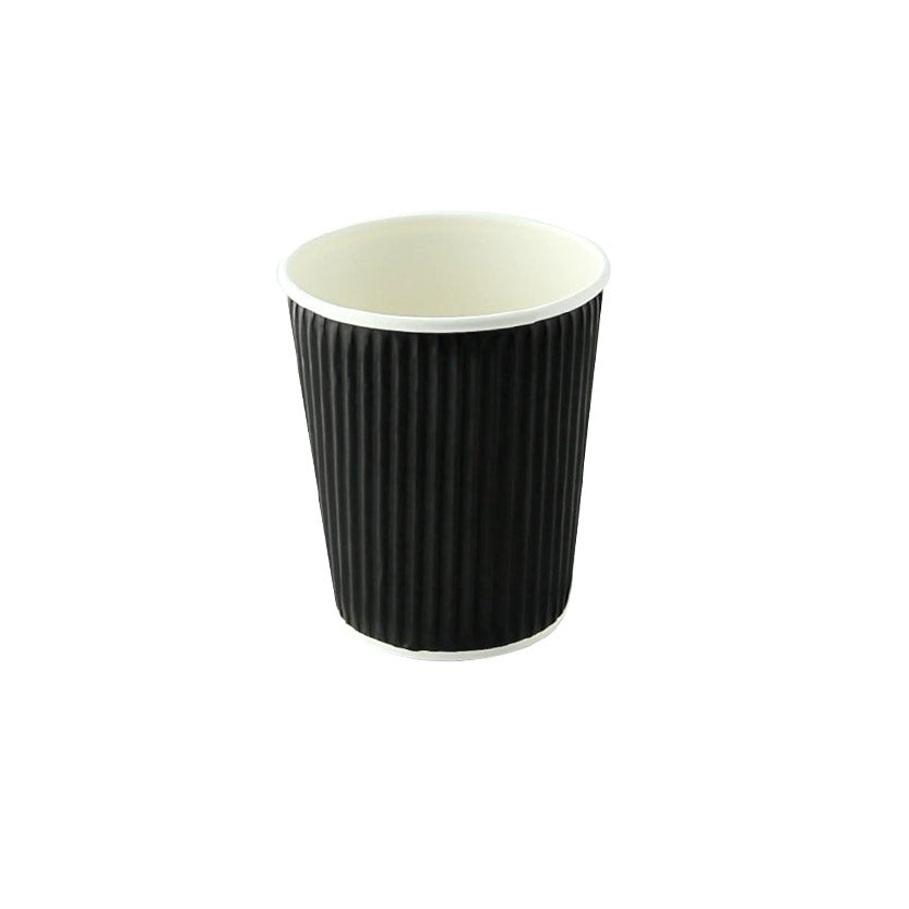 Bicchiere di carta ondulato nero per asporto 