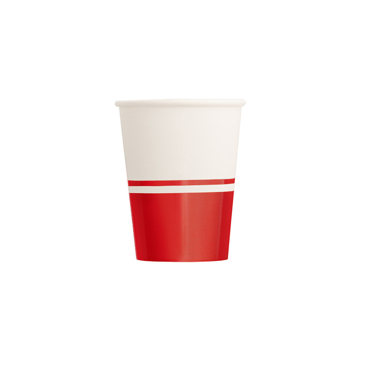 Bicchiere di carta mezzo rosso e mezzo bianco 
