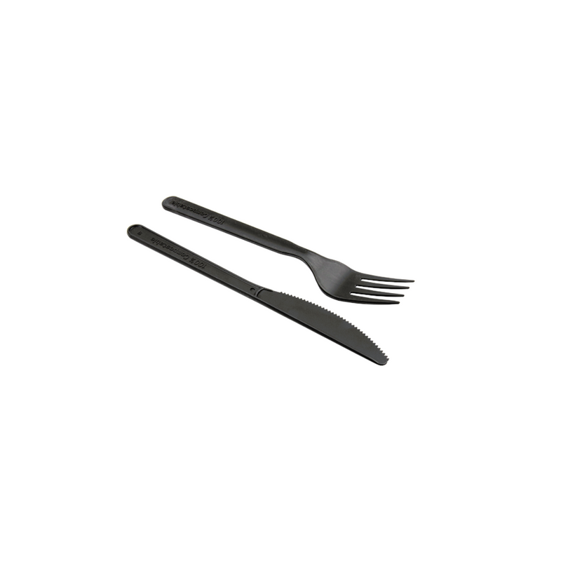 Forchetta e coltello monouso neri 