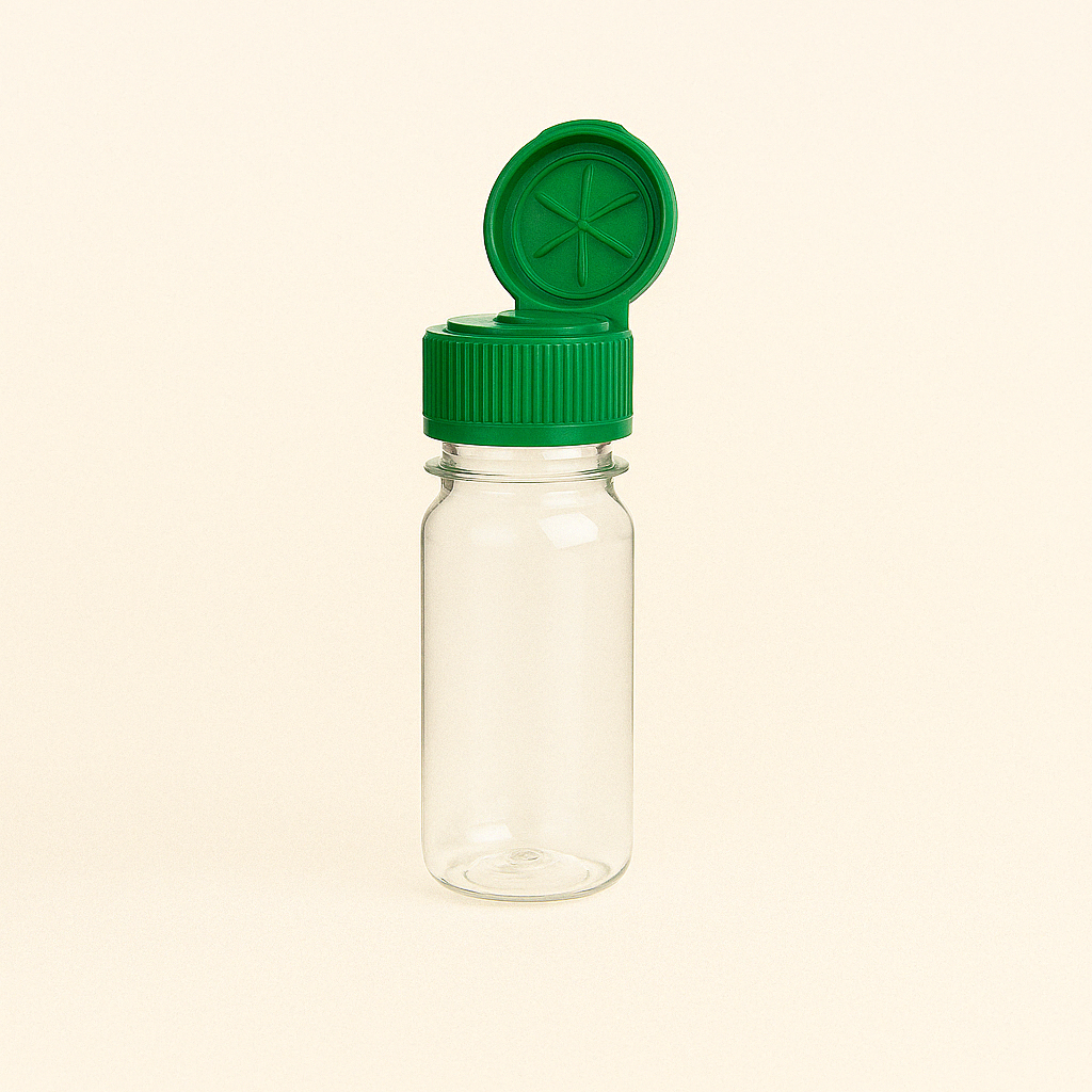 Boccetta in vetro, per olio, con tappo verde