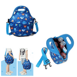 Borsa termica per bambini con tracolla modello bellissimo lilla con stampa pesciolini nel mare