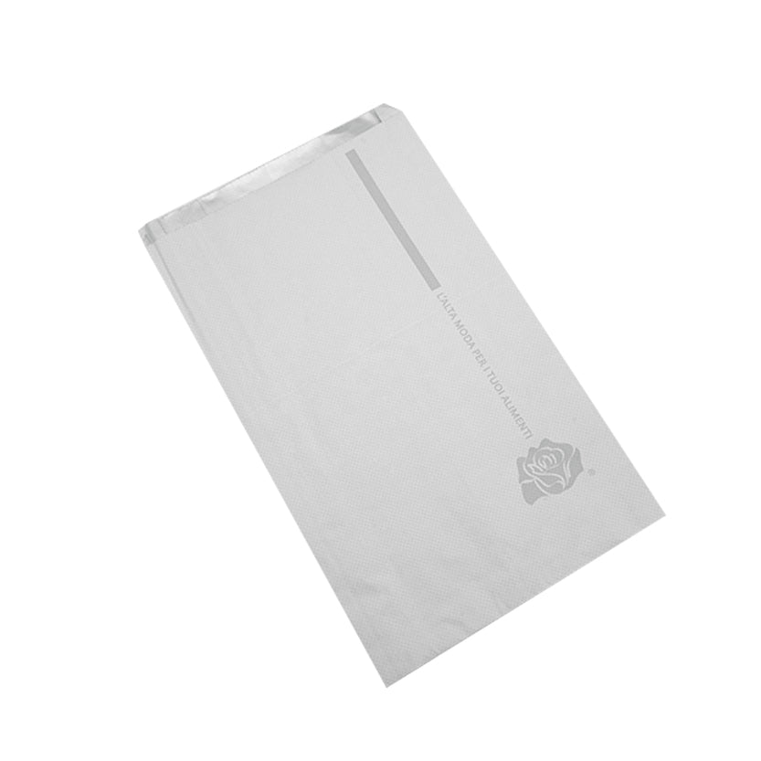 Busta di carta per alimenti e macelleria, sottile, stesa, bianca