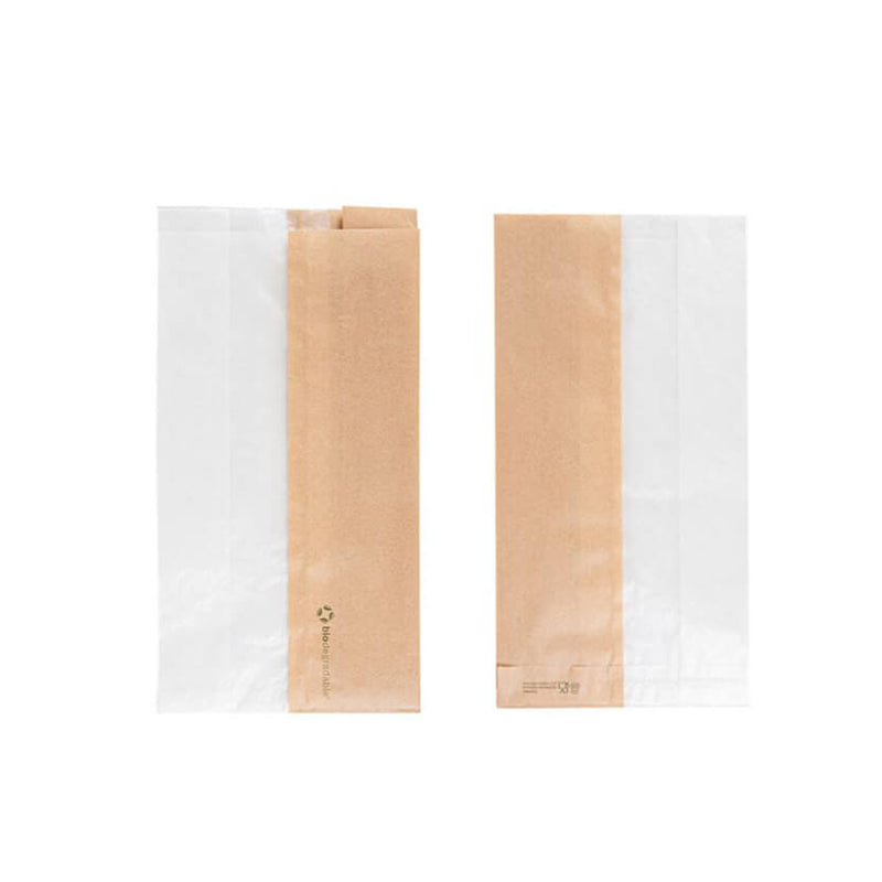 Buste per pane in carta avana e plastica, stese
