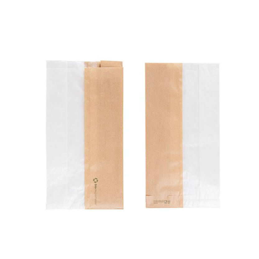 Buste per pane in carta avana e plastica, stese