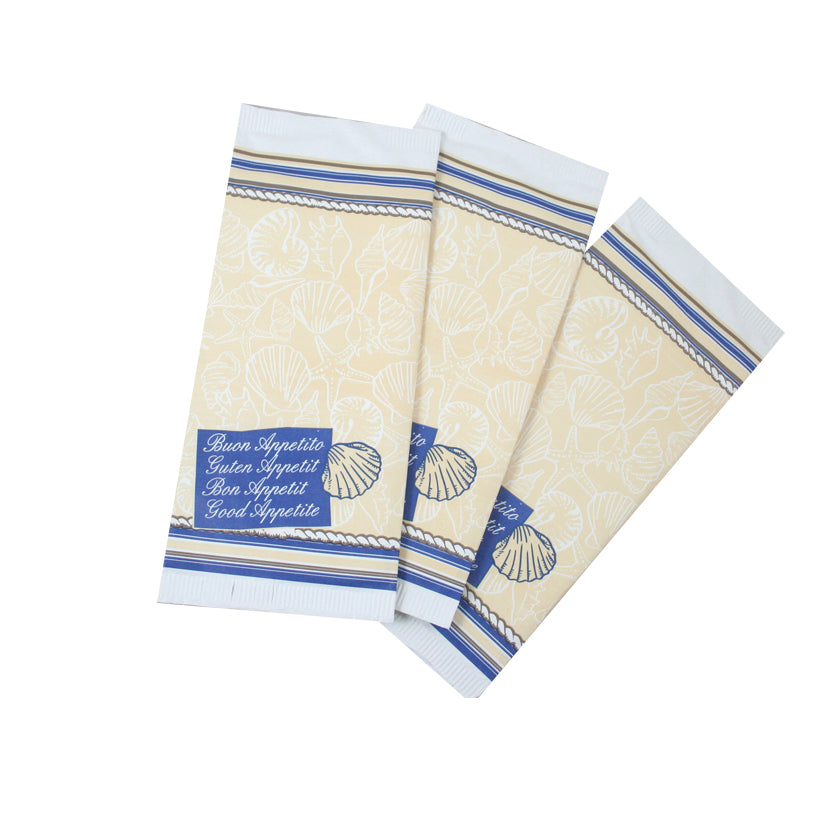 Buste per posate, tre, con fantasia marittima