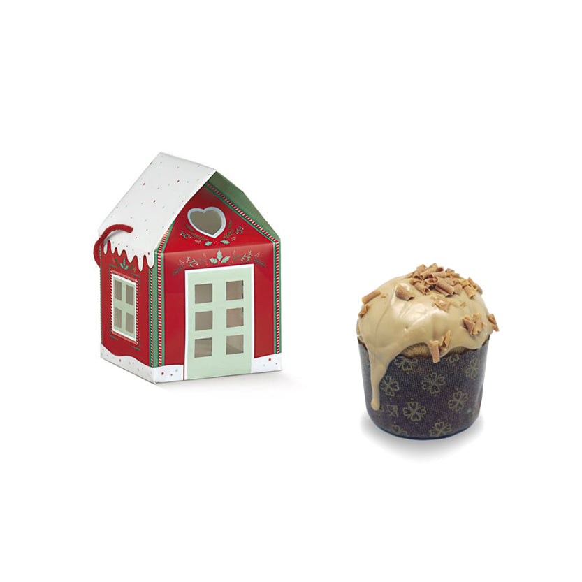 Casetta rossa porta panettone  e mini panettone glassato