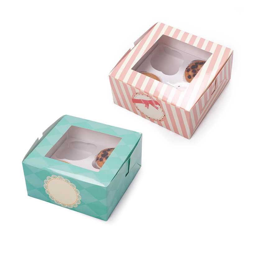 Scatole di cartone porta muffin colorate con finestra 
