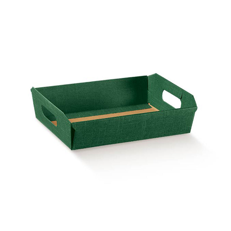 cesto per confezione, rettangolare, di cartone, verde 