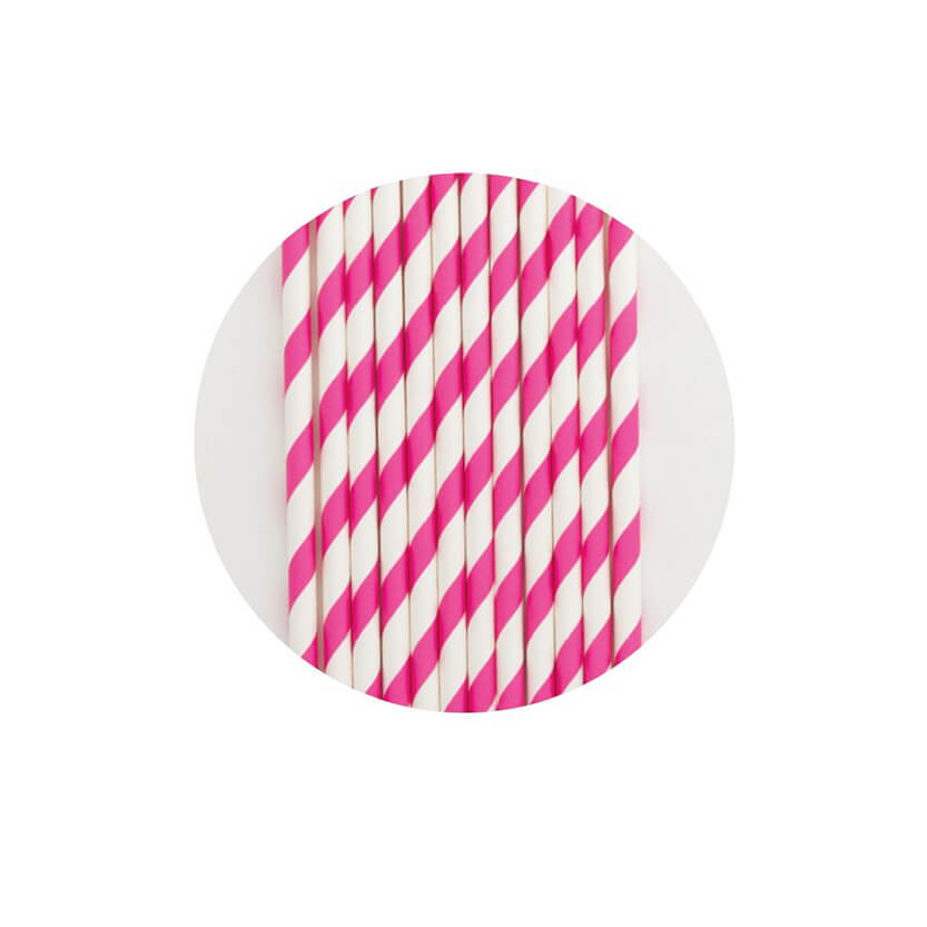 Dettaglio si cannucce bianche  righe fucsia