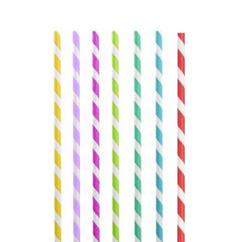 Varie cannucce , 7 bianche ognuna con righe colorate differenti