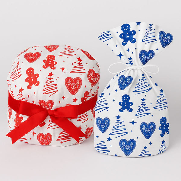 Sacchetti regalo natalizi a strisce con adesivi - 12 pz Sacchetti regalo natalizi a strisce con adesivi - 12 pz