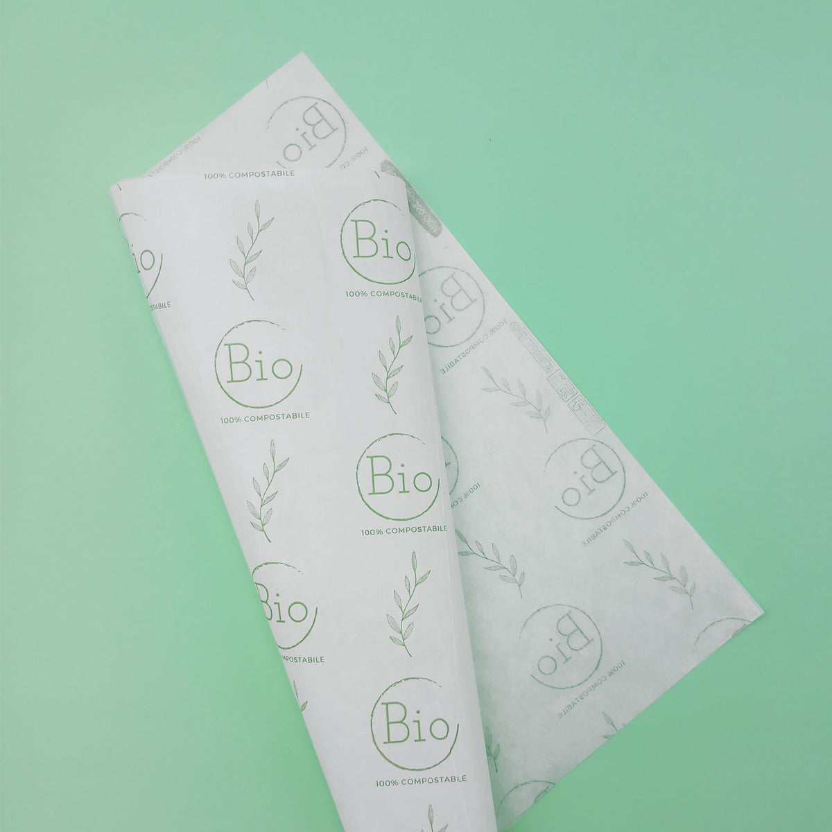 Carta politenata bianca con il tuo logo.