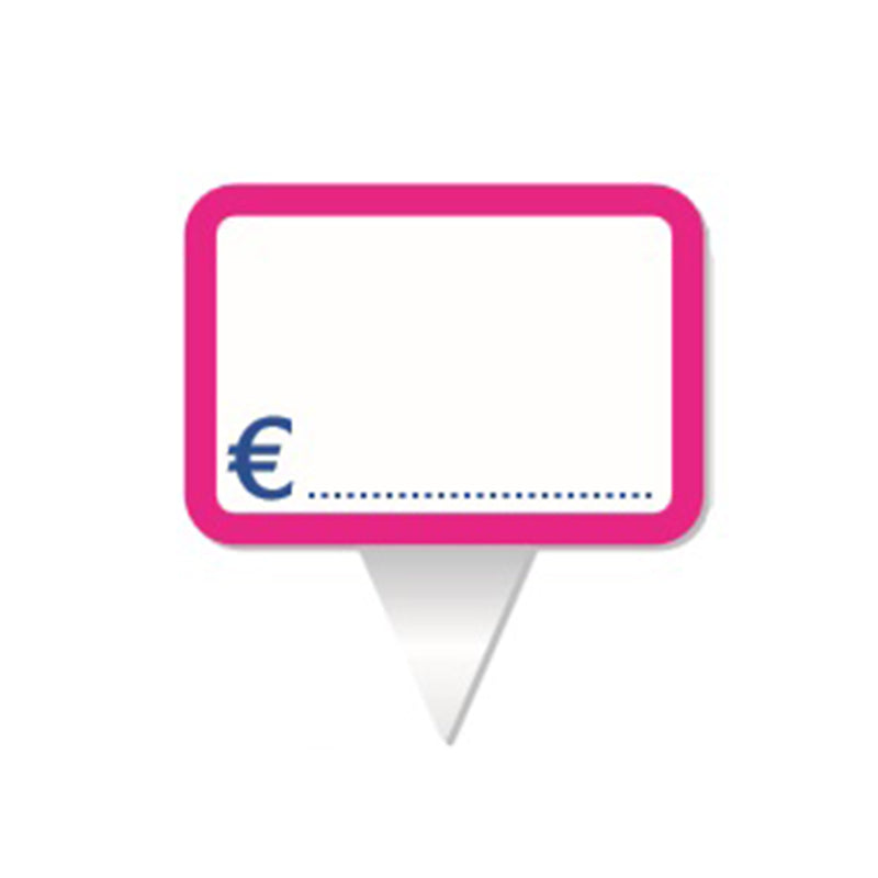 Cartellino per il prezzo bianco e contorno fucsia 