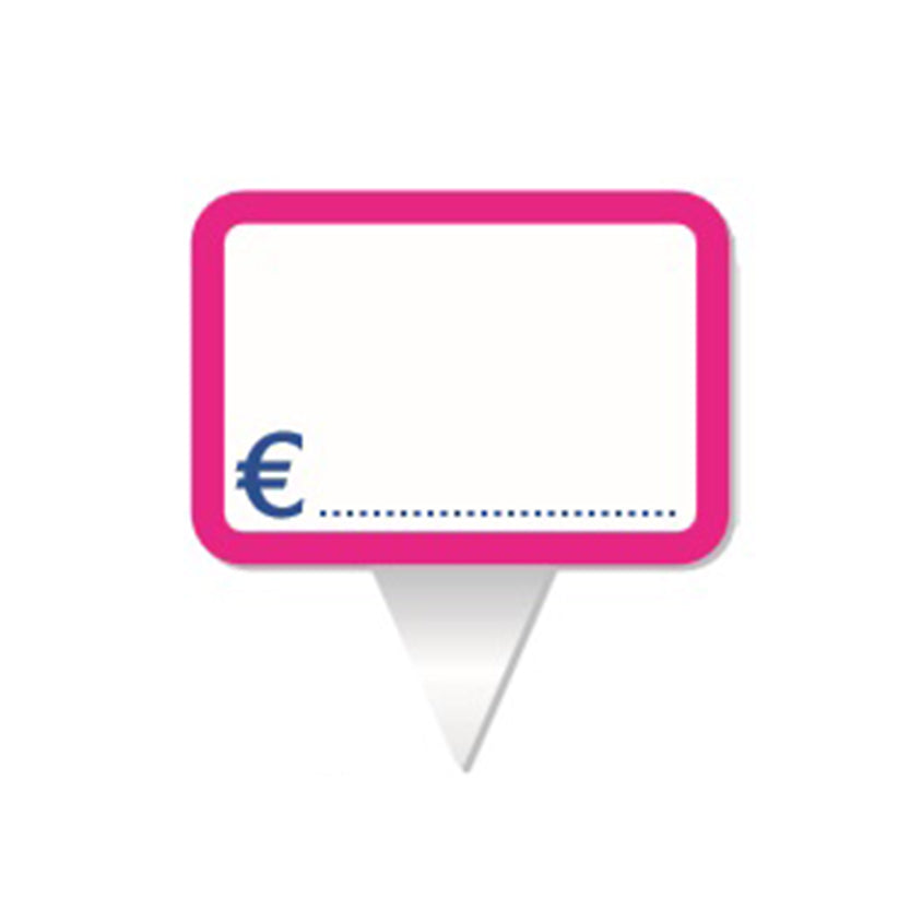 Cartellino per il prezzo bianco e contorno fucsia 