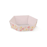 Cestello esagonale bianco con fantasia di tulipani, per Pasqua